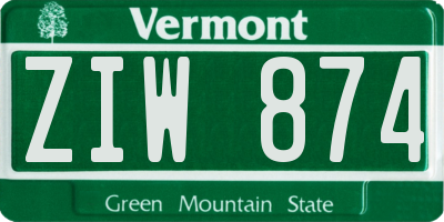 VT license plate ZIW874