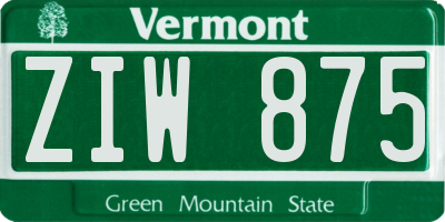 VT license plate ZIW875