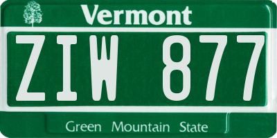 VT license plate ZIW877