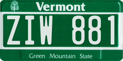 VT license plate ZIW881
