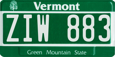 VT license plate ZIW883