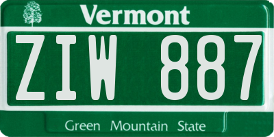 VT license plate ZIW887