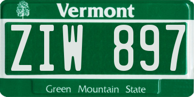 VT license plate ZIW897