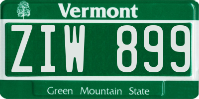 VT license plate ZIW899