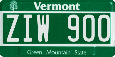 VT license plate ZIW900