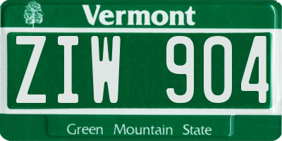 VT license plate ZIW904