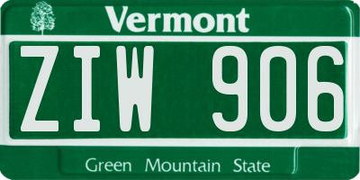 VT license plate ZIW906