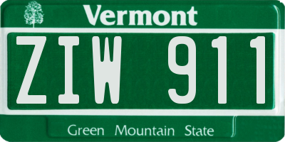 VT license plate ZIW911