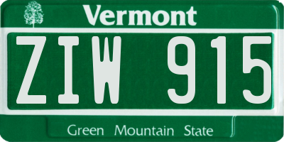 VT license plate ZIW915
