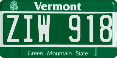 VT license plate ZIW918