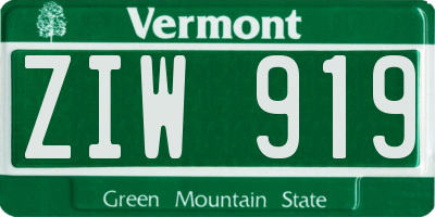VT license plate ZIW919