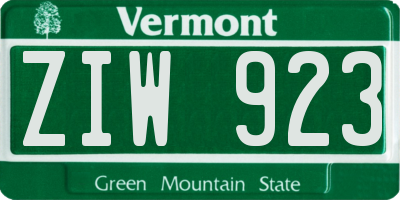 VT license plate ZIW923