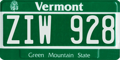 VT license plate ZIW928
