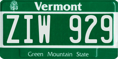 VT license plate ZIW929