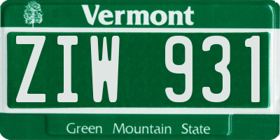 VT license plate ZIW931