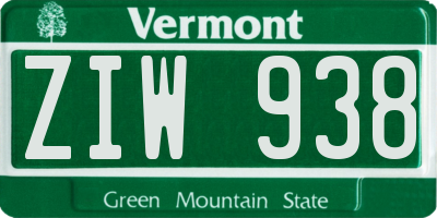 VT license plate ZIW938