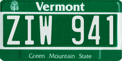 VT license plate ZIW941