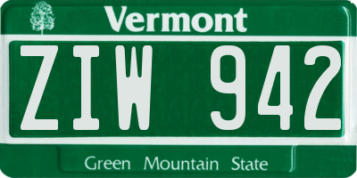 VT license plate ZIW942