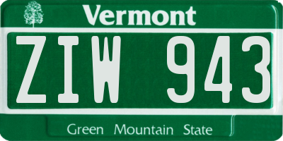 VT license plate ZIW943