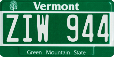 VT license plate ZIW944