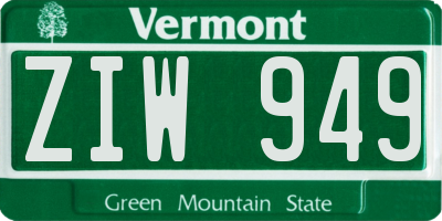 VT license plate ZIW949