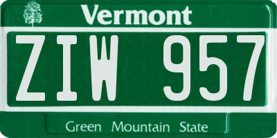 VT license plate ZIW957