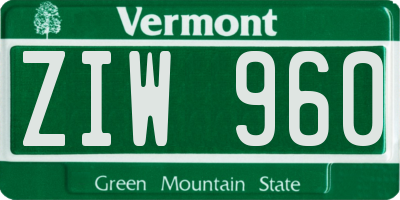 VT license plate ZIW960