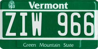 VT license plate ZIW966