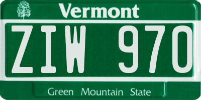 VT license plate ZIW970
