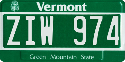 VT license plate ZIW974