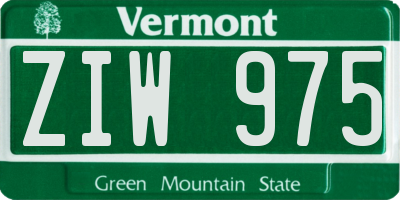 VT license plate ZIW975