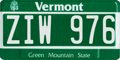 VT license plate ZIW976