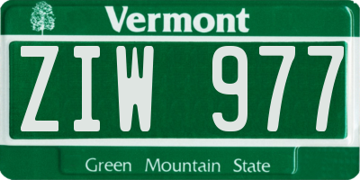 VT license plate ZIW977