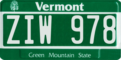 VT license plate ZIW978