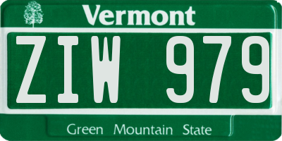 VT license plate ZIW979