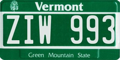 VT license plate ZIW993