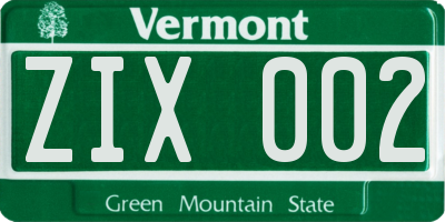 VT license plate ZIX002