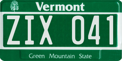 VT license plate ZIX041