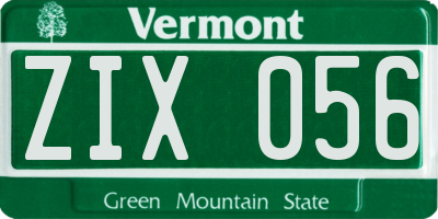 VT license plate ZIX056