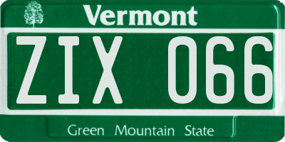 VT license plate ZIX066
