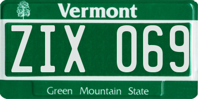 VT license plate ZIX069