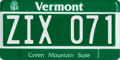 VT license plate ZIX071
