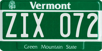 VT license plate ZIX072