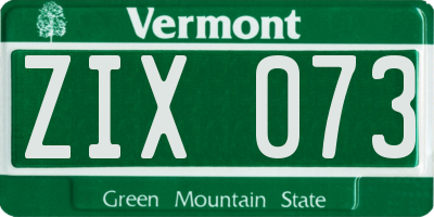 VT license plate ZIX073