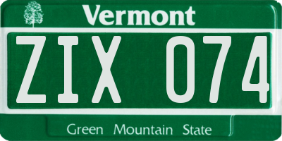 VT license plate ZIX074