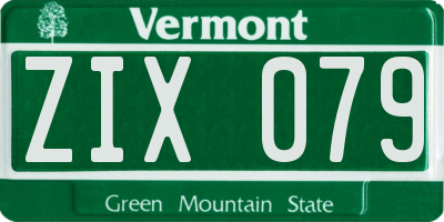 VT license plate ZIX079