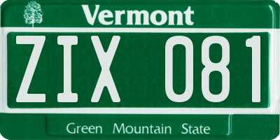 VT license plate ZIX081