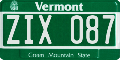 VT license plate ZIX087