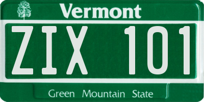 VT license plate ZIX101