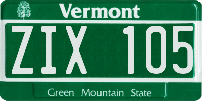 VT license plate ZIX105